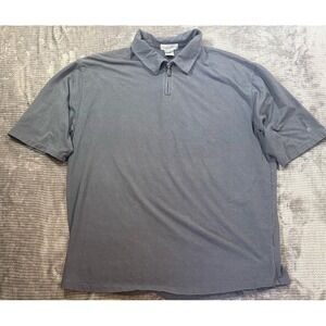 Zegna Sport Mens Quarter Zip Polo Shirt Charcoal Grey Short Sleeve XL